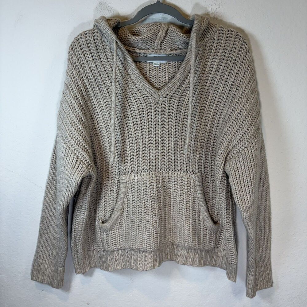 Aerie Women’s Marsmallow Moves Cream Hoodie Sweater Kangaroo Pocket XS Oversized